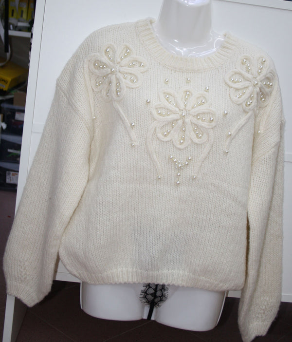 LA BOUTIQUE MAGLIONCINO FIORI E PERLE