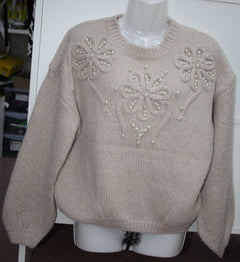 LA BOUTIQUE MAGLIONCINO FIORI E PERLE