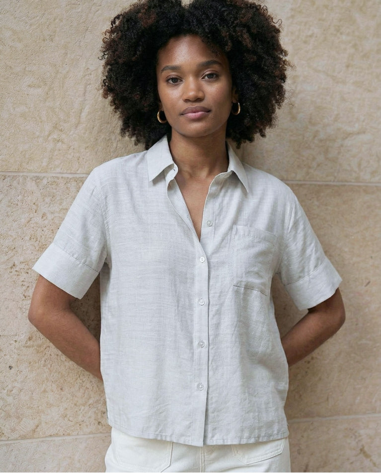 SURKANA CAMICIA MANICHE CORTE CON TASCHINO IN VISCOSA