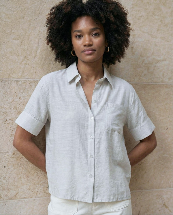 SURKANA CAMICIA MANICHE CORTE CON TASCHINO IN VISCOSA