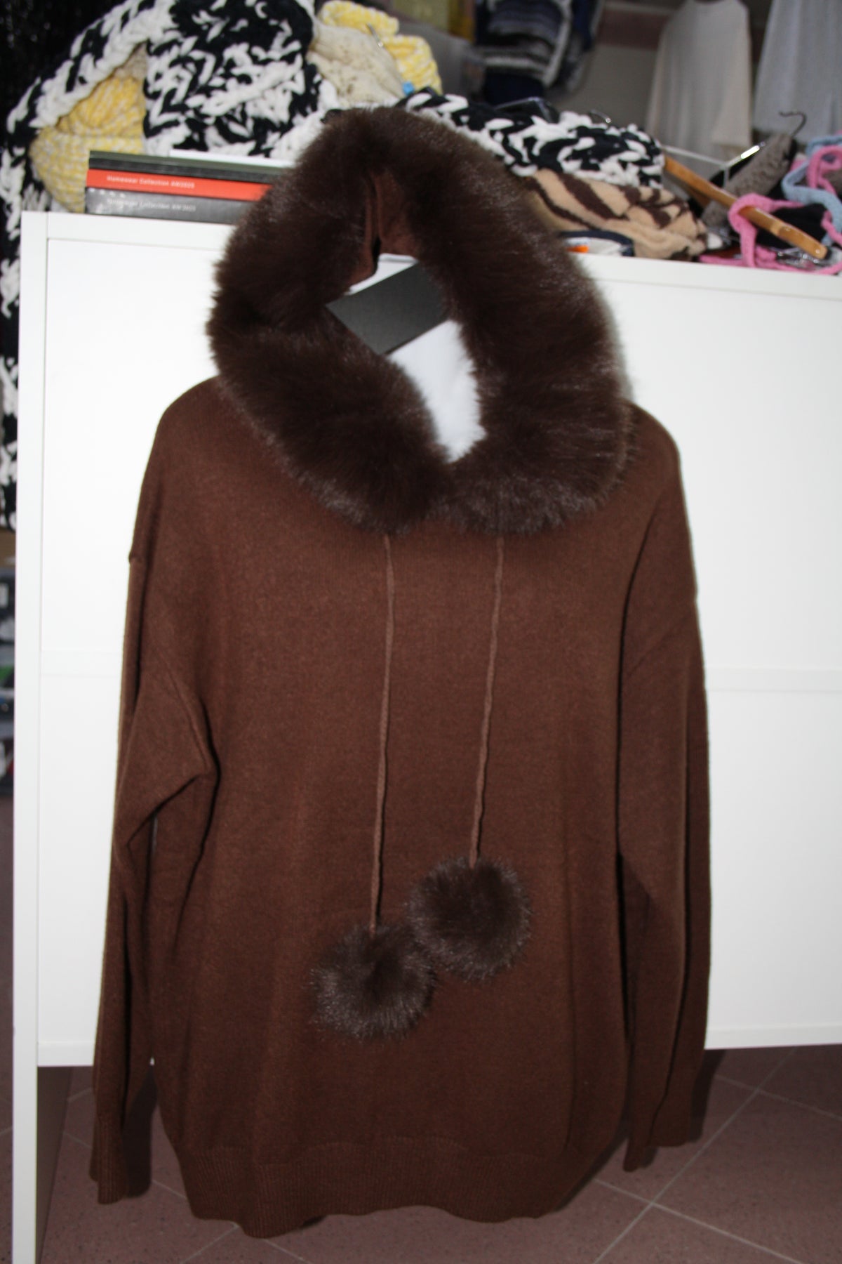 LA BOUTIQUE MAGLIA CAPPUCCIO PELLICCIA