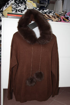 LA BOUTIQUE MAGLIA CAPPUCCIO PELLICCIA