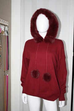 LA BOUTIQUE MAGLIA CAPPUCCIO PELLICCIA