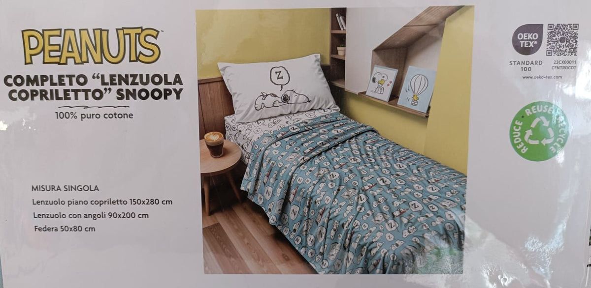 COMPLETO LENZUOLA SNOOPY