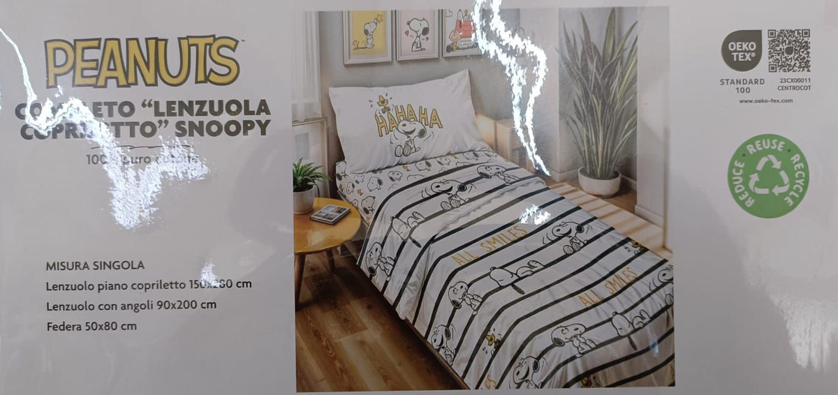 COMPLETO LENZUOLA SNOOPY