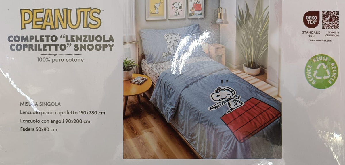 COMPLETO LENZUOLA SNOOPY