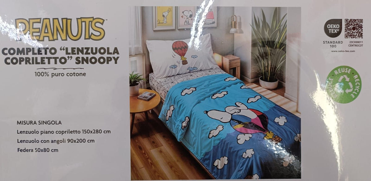 COMPLETO LENZUOLA SNOOPY