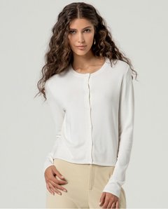 SURKANA MAGLIA BIANCA APERTA IN BAMBU'