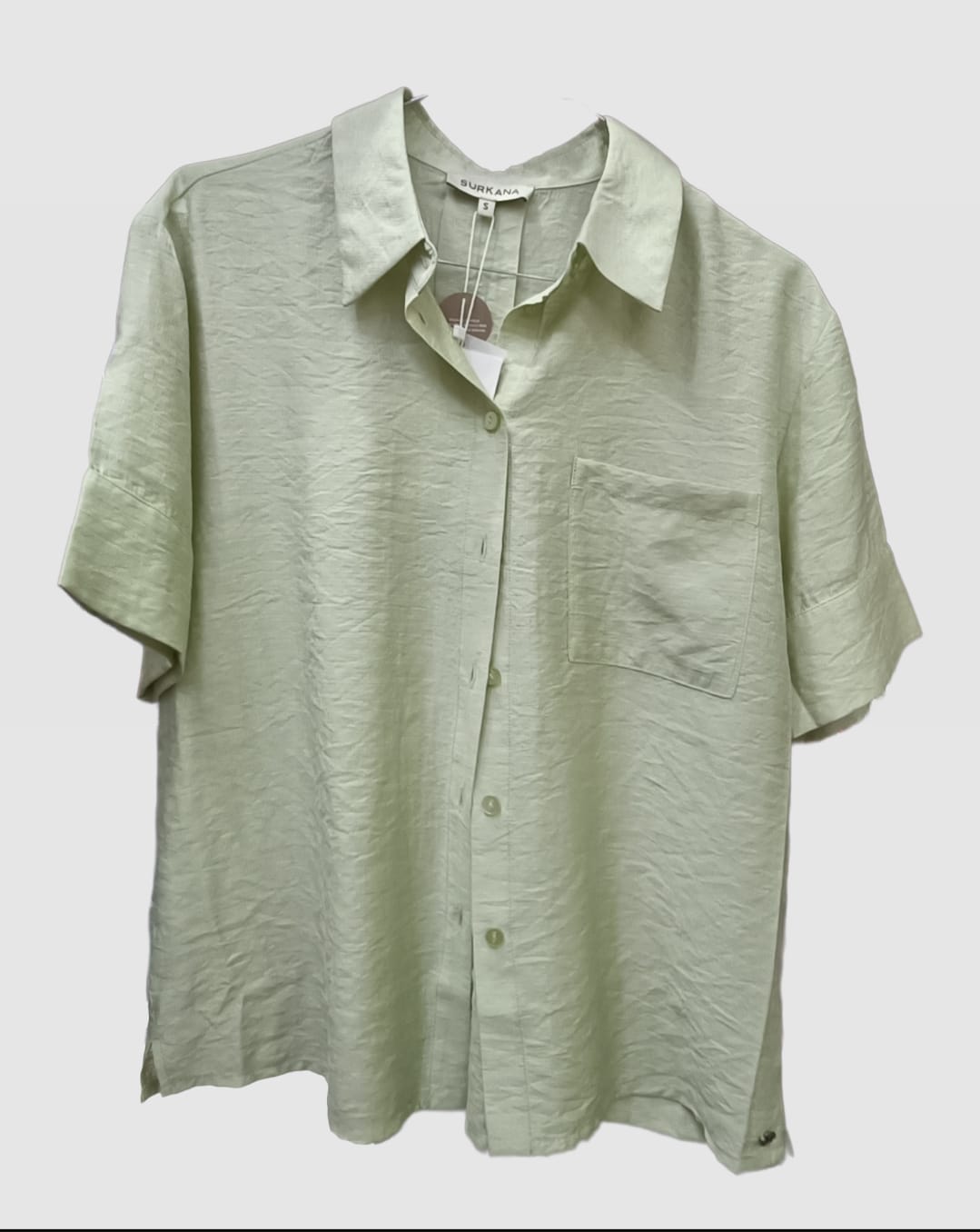 SURKANA CAMICIA MANICHE CORTE CON TASCHINO IN VISCOSA