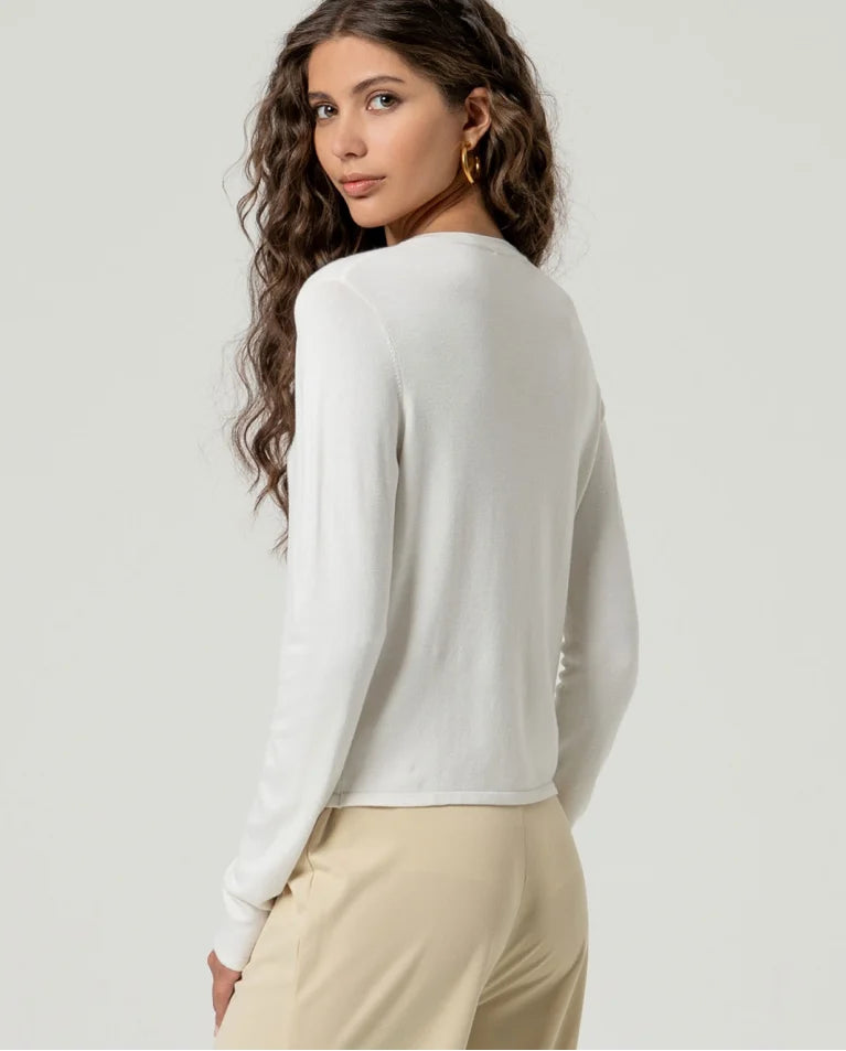 SURKANA MAGLIA BIANCA APERTA IN BAMBU'