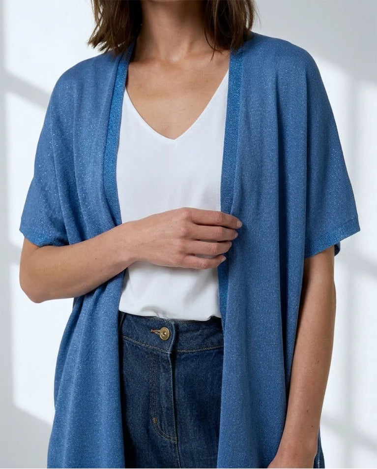 SURKANA PONCHO TAGLIA UNICA IN  VISCOSA E FINITURA IN LUREX