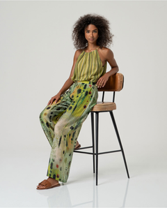 SURKANA PANTALONE LARGO STAMPATO VERDE